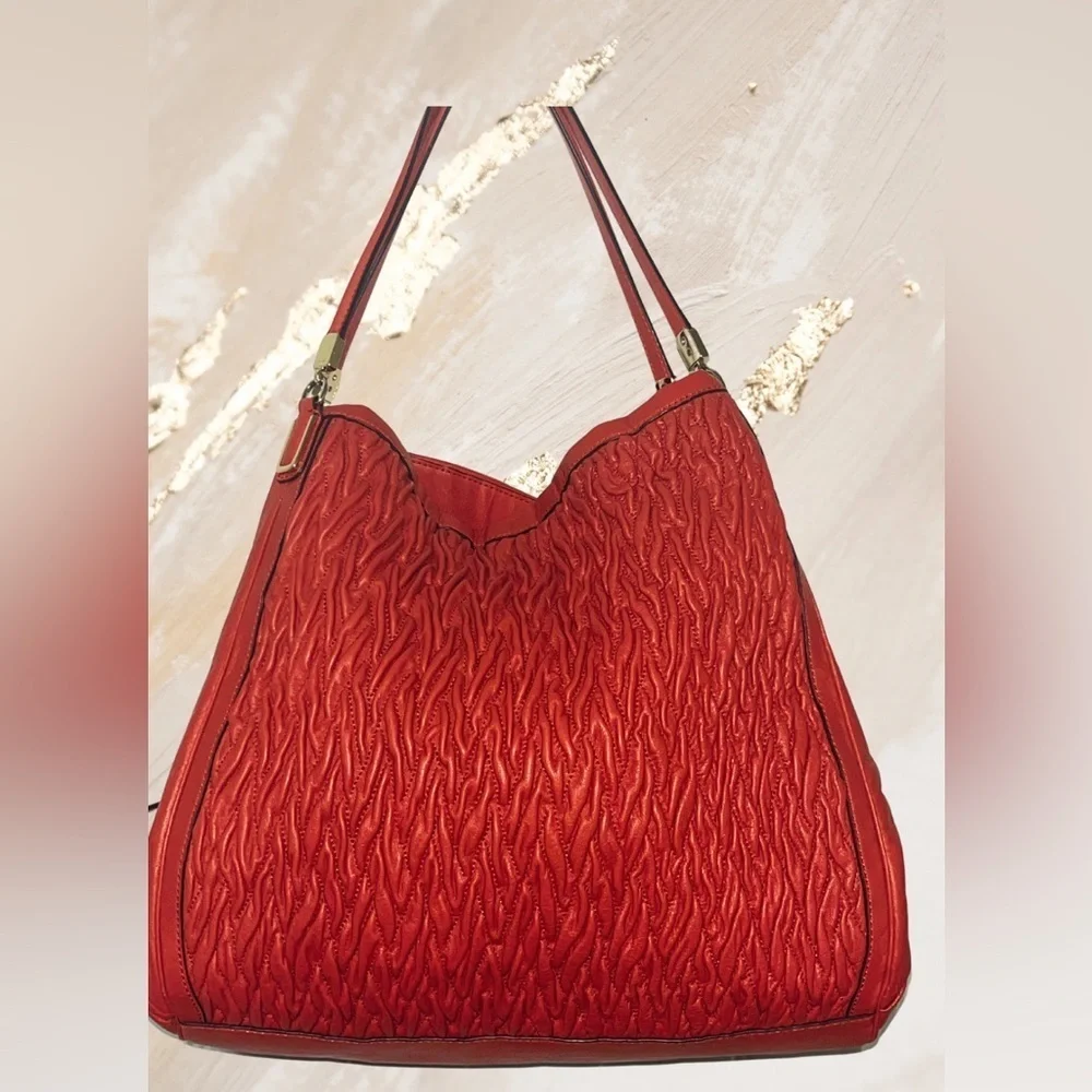 COACH Madison Phoebe Shoulder Bag in Gathered Twist Leather, Vermilion